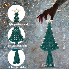 3pc Christmas Tree Macrame DIY Kit Holiday Wall Hanging Decoration