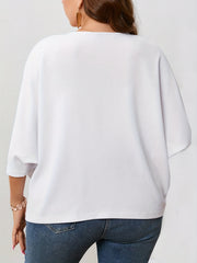 Women's Plus Solid Batwing Sleeve Open Front Cardigan