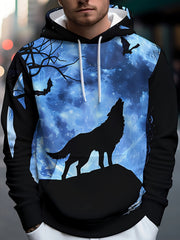 Wolf 3D Print Hoodie Men Graphic Hooded Pullover