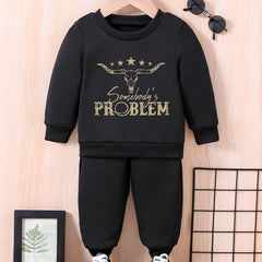 Baby & Funny SOMEONE'S PROBLEM Letter Print Outfit Set
