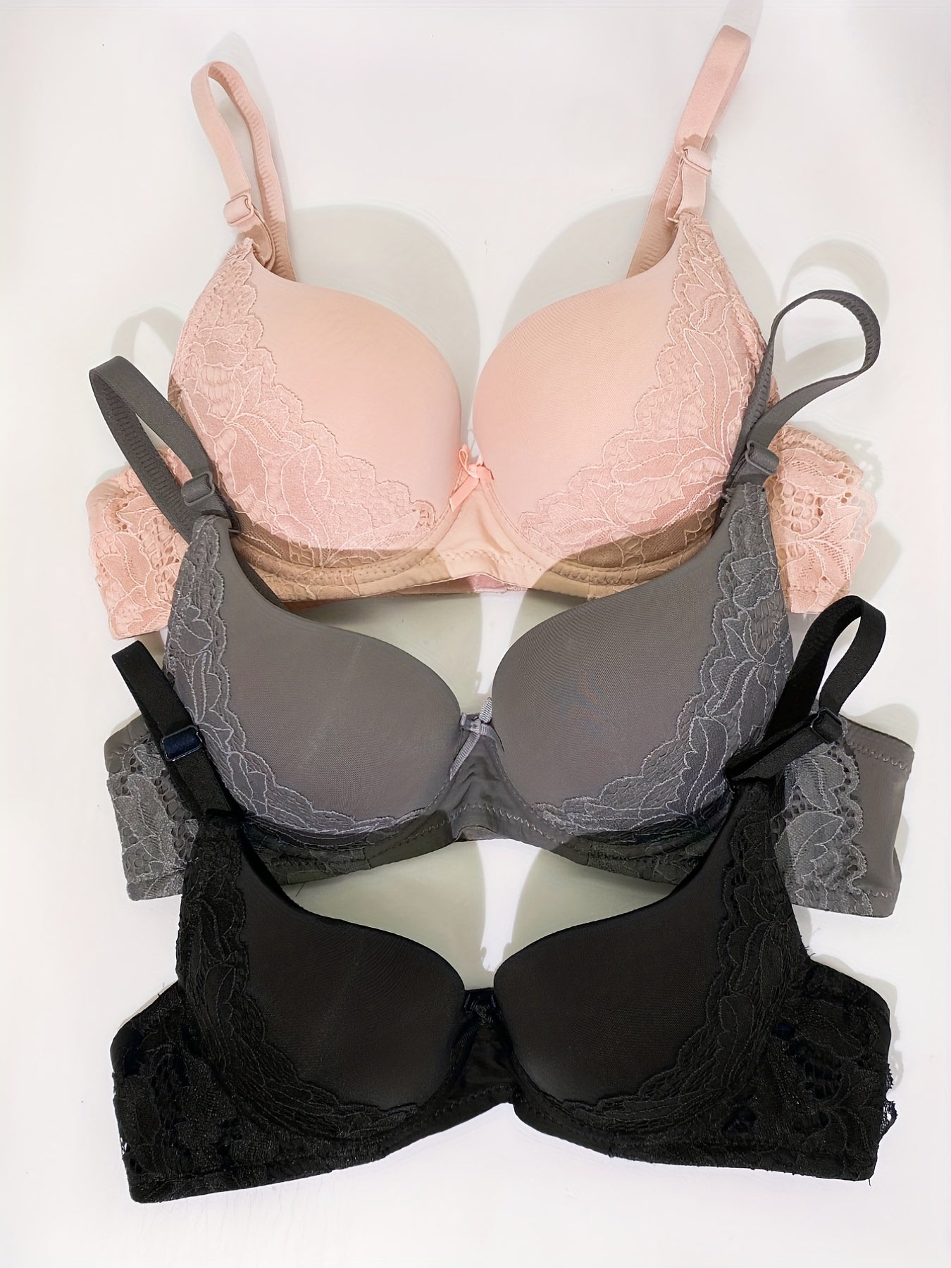 3pcs Push Up Bra Comfy Everyday T Shirt Bra Women's Lingerie