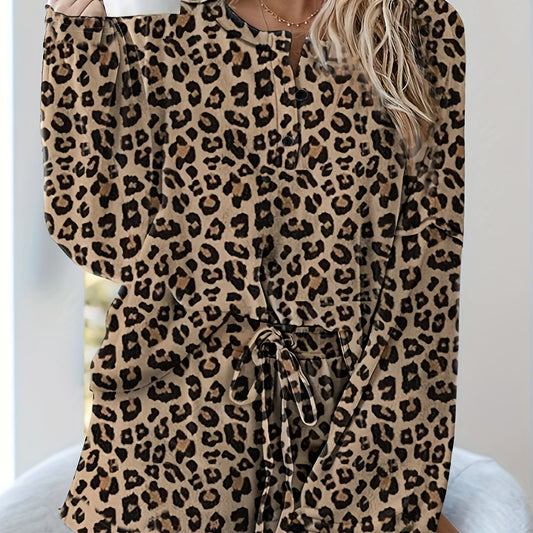Leopard Print Top & Shorts Set