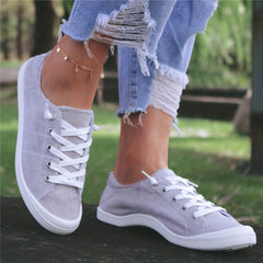 Gray Low Top Casual Walking Shoes Lace Up Flat Skate Shoes