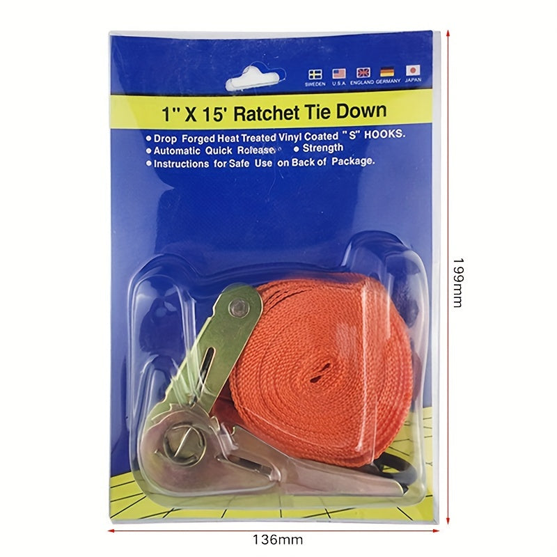 2pcs Ratchet Tensioning Strap - Car Cargo Binding Fastener Tightening
