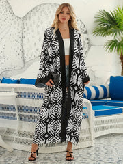 Patchwork Floral Print Plus Size Kimono Beachwear Cover Up