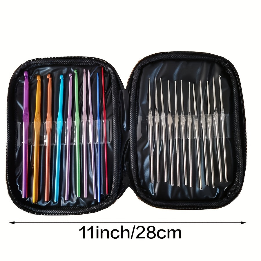 Multicolor Aluminum Crochet Hook Knitting Needles Set with Case