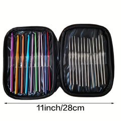 Multicolor Aluminum Crochet Hook Knitting Needles Set with Case