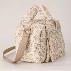 Brown Leaf & Lemon Print Diaper Bag Mommy Organizer