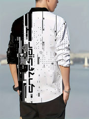 Men's Summer Long Sleeve Button Up Shirt