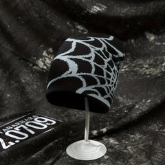 Spider Web Pattern Hip Hop Knitted Wool Hat Mens Sunshade Beanie