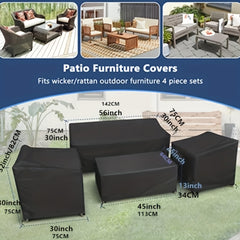 4pcs Outdoor Furniture Cover Set Waterproof Windproof Patio Furniture Cover Set
