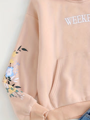 Girls' Floral Print Long Sleeve Casual Sweatshirt Top Hoodie Pullovers