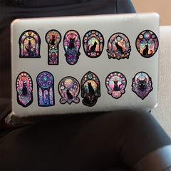 50pc Gothic Cat Stickers for Water Bottle Car Cup Guitar