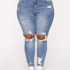 High Rise Ripped Skinny Jeans