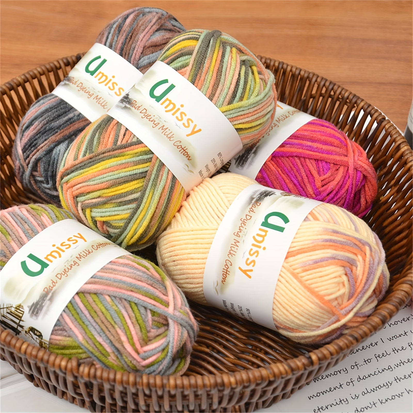 2pcs 50g Melange Yarn & Needles, Fancy Yarn Thread Mix Colors For Hand Knitting