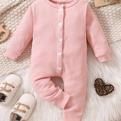Kids Winter Jumpsuit Solid Cotton Long Sleeve Casual