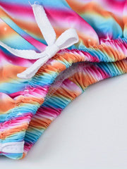 Girls Stars & Rainbow Print Drawstring Pants Casual Sport Shorts