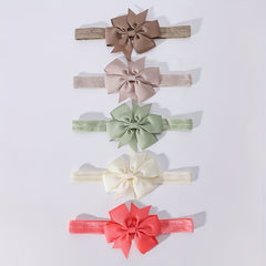 5pcs Set Bowknot Hairbands Soft Nylon Headbands for Baby Girls