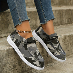 Women's Camo Canvas Shoes Lace Up Low Top Sneakers