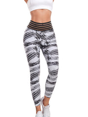 Striped Waist Yoga Leggings High Waist Tight Pants
