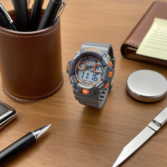 Blue and Orange Sports Digital Watch Waterproof Wristwatch for Men