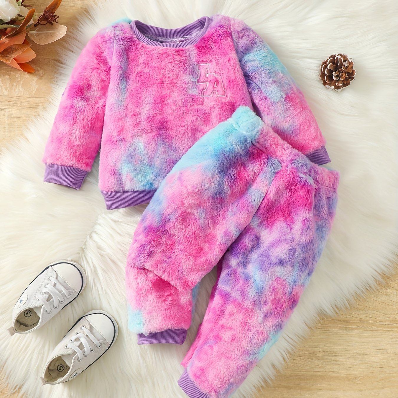 Tie Dye Outfit Letter Embroidery Top & Pants Little Boys 2pcs Set