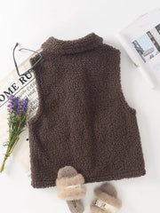 Women's Suede Teddy Vest Jacket