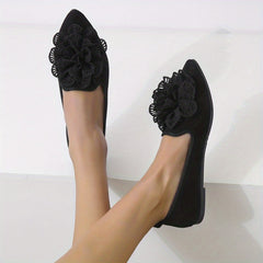 Women's Flower Ballet Flats Soft Sole Slip On Shoes