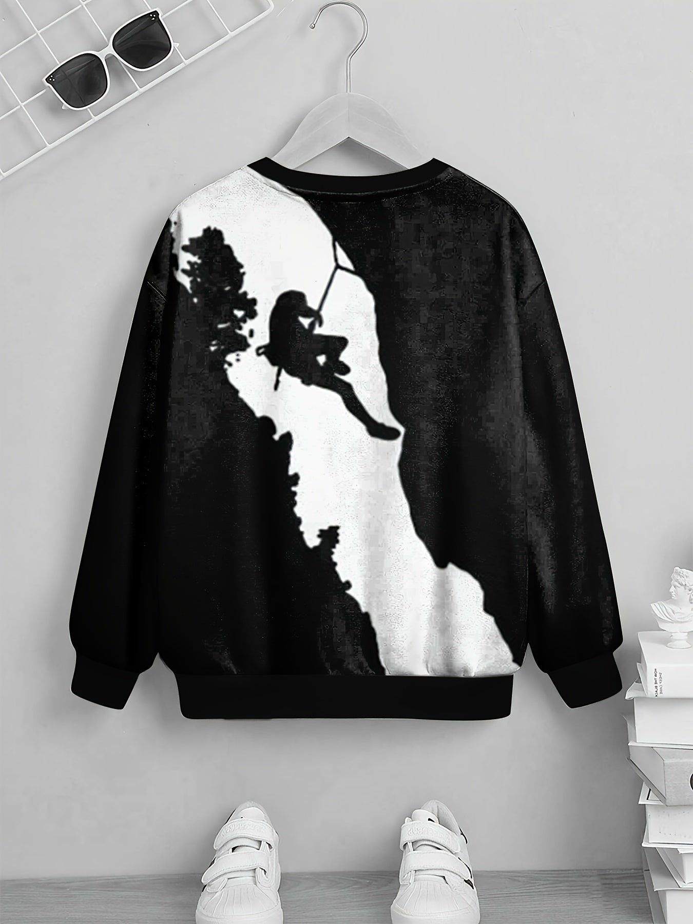 Boys Climbing 3D Print Sweatshirt Long Sleeve Pullover Top