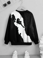 Boys Climbing 3D Print Sweatshirt Long Sleeve Pullover Top
