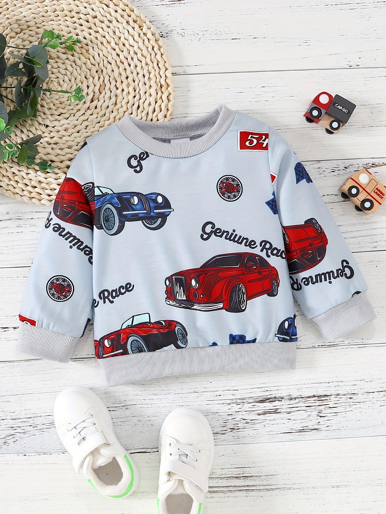 Toddler Boys Car Print Long Sleeve Sweatshirt