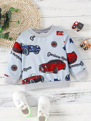 Toddler Boys Car Print Long Sleeve Sweatshirt