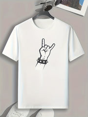 Rock Gesture Print Men's Sports T-shirt Graphic Tee