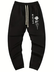Rose Print Men's Drawstring Sweatpants Casual Jogger Pants
