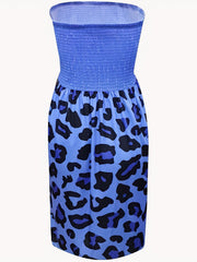 Leopard Print Shirred Tube Dress Casual Backless Dress For Spring & Summer