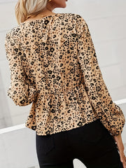Boho Blouse Women's Plus Floral Print Puff Sleeve Top