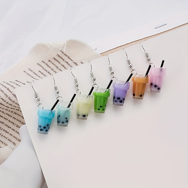 Summer Resin Earrings Multicolor Milk Tea Cup Girls Jewelry