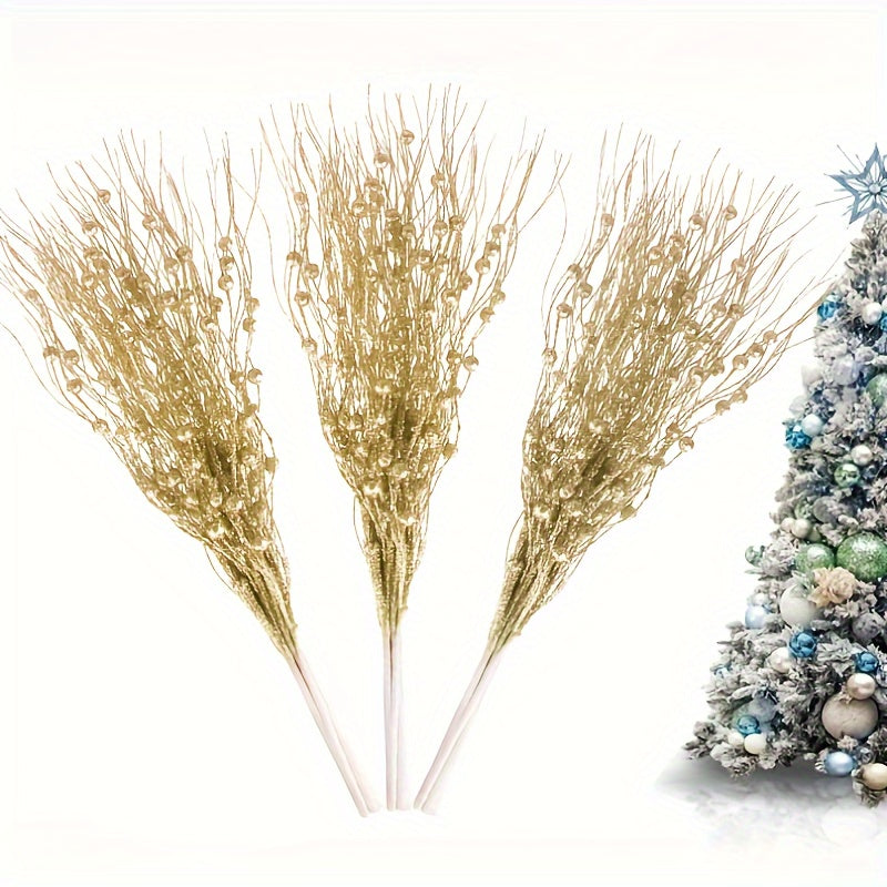 10pcs Glitter Berry Stems Halloween Christmas Decor