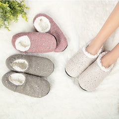 2 Pairs Plush Lined Low Cut Floor Socks Soft & Warm Women's Stockings