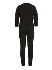 Women's Plain Top & Pants Outfit Two Piece Set