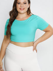 Solid Short Sleeve Round Neck Sports Top