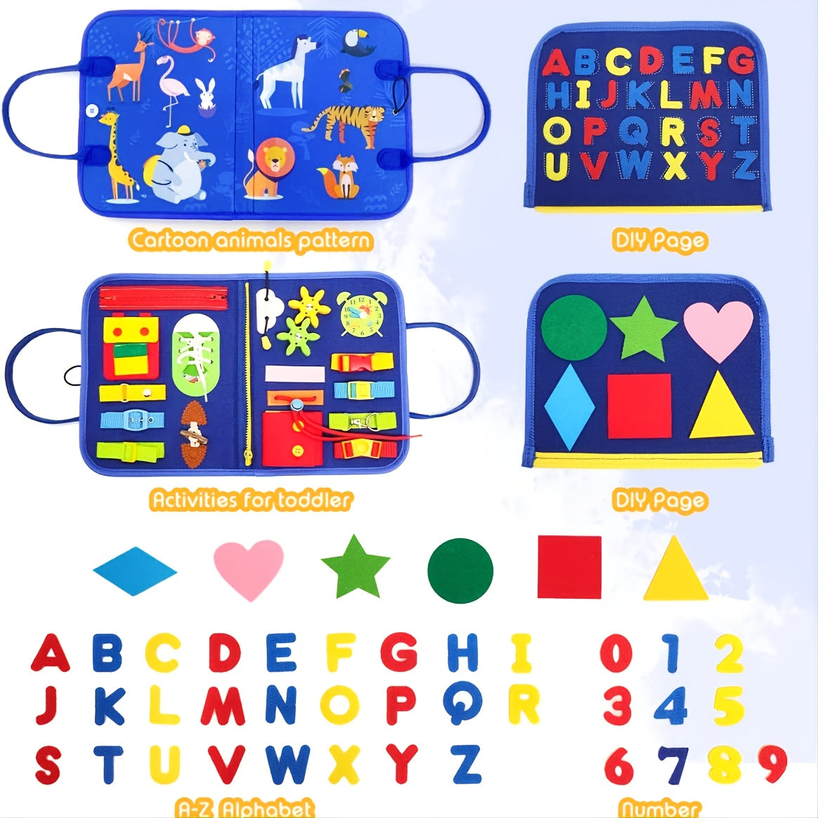 20-Piece Animal Bustier Board Educational Toy for 1-4 Year Olds