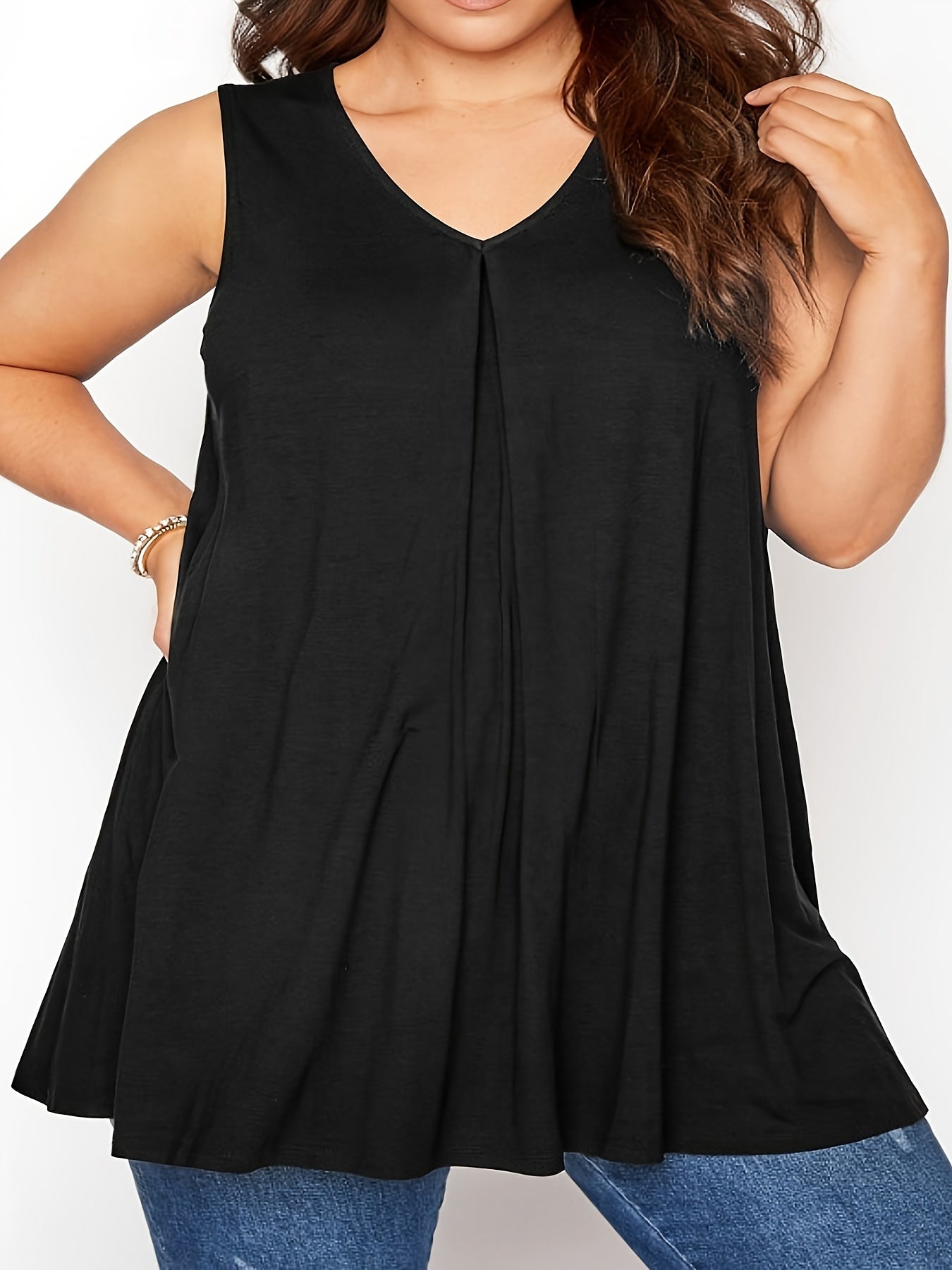 V Neck Ruched Tank Top Medium Stretch