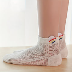 5 Pairs Girls Mesh Breathable Crew Socks Spring Summer