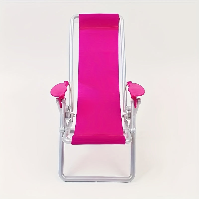 Miniature Beach Chair for 30cm Dolls, Foldable Dollhouse Furniture