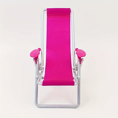 Miniature Beach Chair for 30cm Dolls, Foldable Dollhouse Furniture