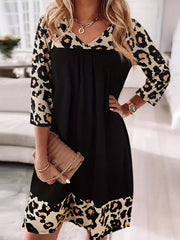 Casual Dress Women's Plus Colorblock Leopard Print Dress
