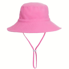 Baby Solid Bucket Hat Sunscreen Adjustable Wide Brim Beach Basin Hat