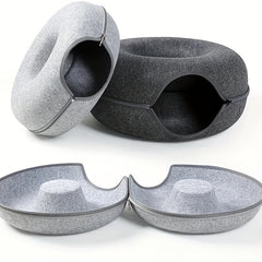 Cat Tunnel Bed Felt Round Nest Washable Semi-enclosed Cat Tunnel