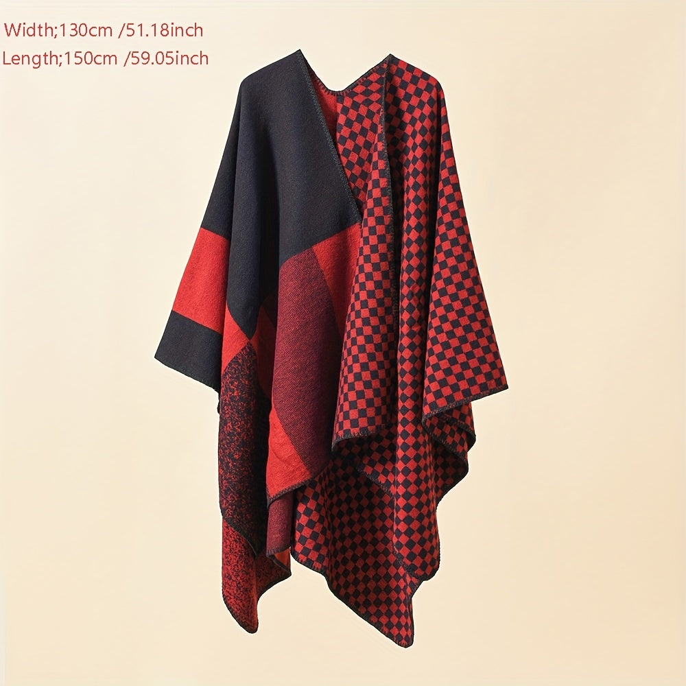 Plaid Block Scarf Warm Shawl Wrap Head Wrap Casual Gift For Mother